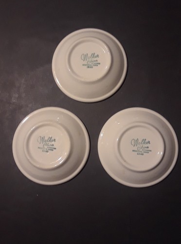 Walker China Restaurant Ware Red Flower Lace 3 Vegetable Bowls & 2 Dessert Plate