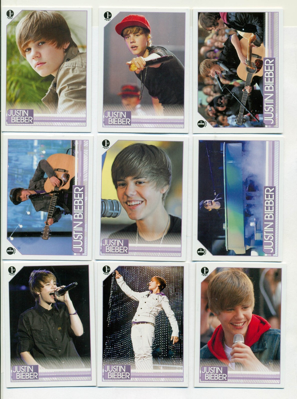 JUSTIN BIEBER 9 Cards # 21 51 56 57 63 85 86 87 90 - 2010