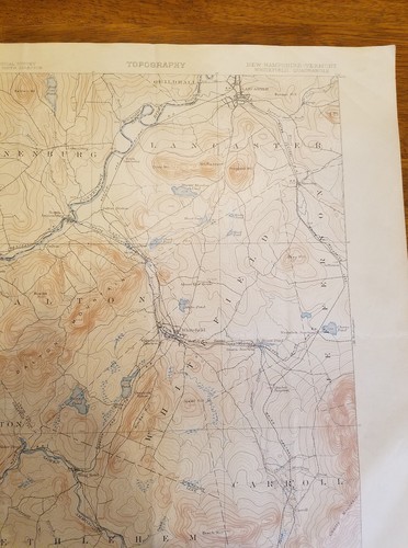 1909 topography map state of New Hampshire-vermont Whitefield quadrangle