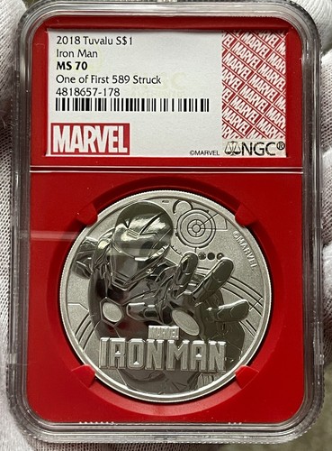 2018 Tuvalu Marvel Iron Man 1 oz Silver Coin NGC MS70 One Of
