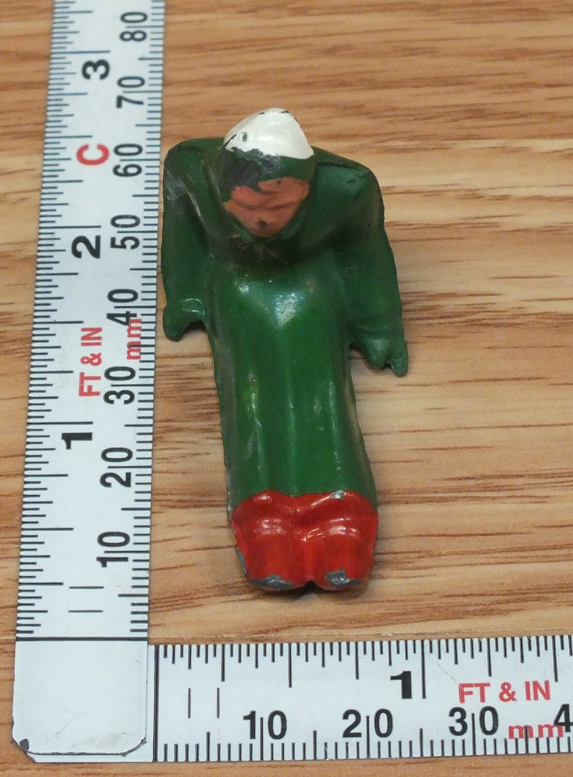 Vintage Barclay Man in Green Winter Suit in Sitting Position (For Sleigh) Figure