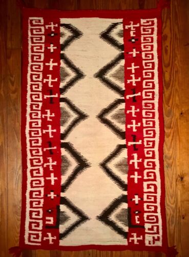 SPECTACULAR EARLY 20TH C NAVAJO DOUBLE SADDLE BLANKET WITH SYMBOLISM,EXCELLENT!