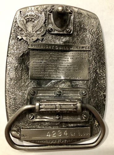 Vintage Concord High Space Shuttle NASA Christa McAuliffe Concord NH Belt Buckle