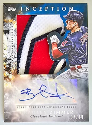 2018 Inception BRADLEY ZIMMER SP Patch Auto Autograph #d /10 SSP Cleveland