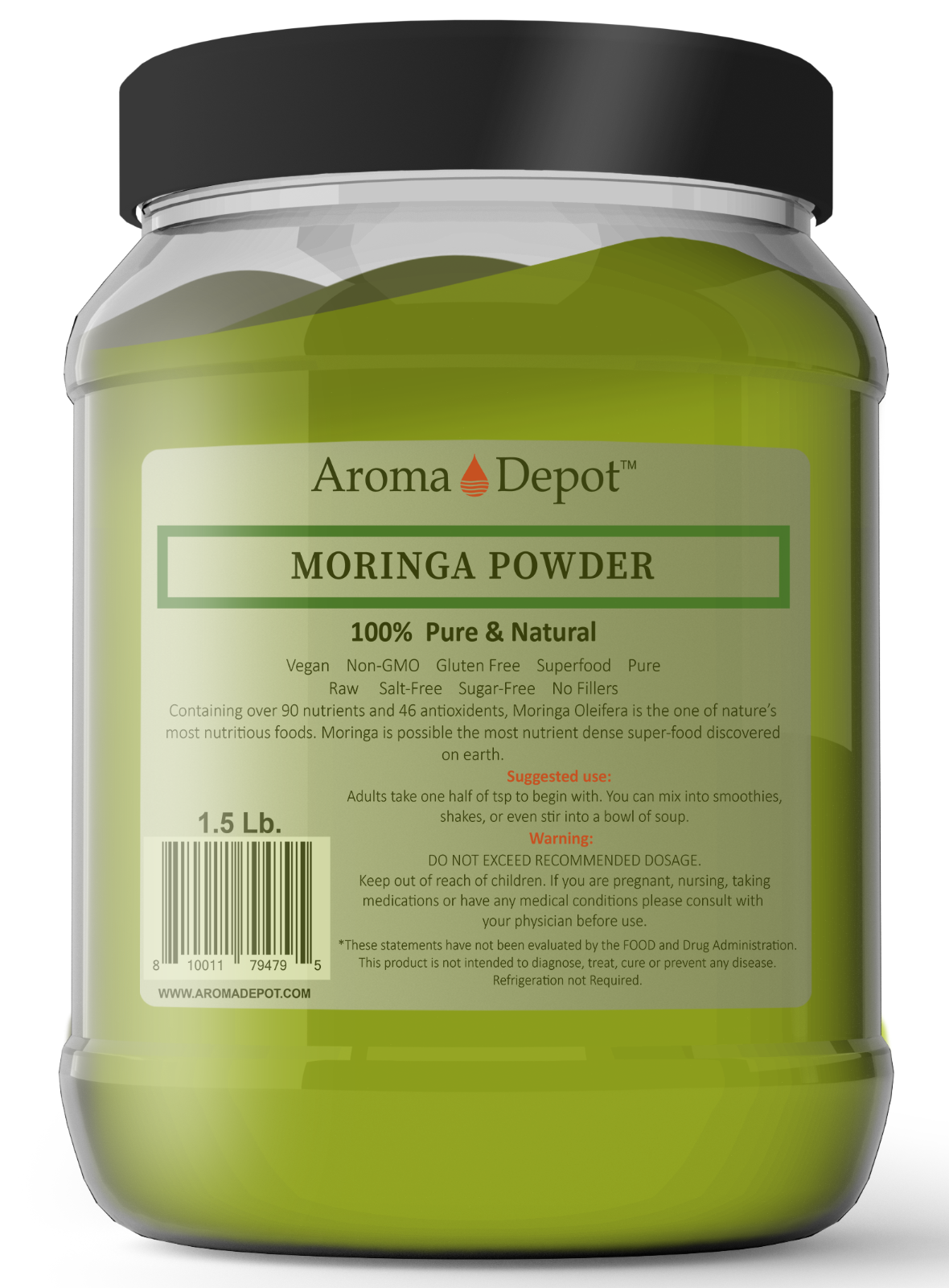 1.5lb Moringa oleifera Leaf Powder 100% Pure Natural Superfood 24 oz. JAR