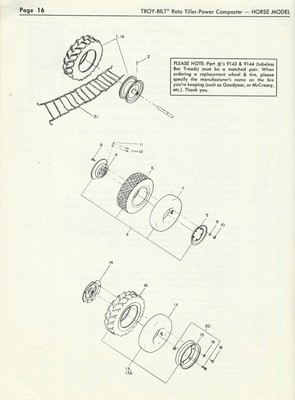 Troy Bilt Horse Tiller Parts Manual 1980