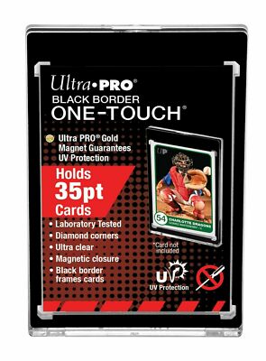 1 New Ultra Pro 35pt One-Touch Black Border Magnetic Holder Diamond Corners UV 