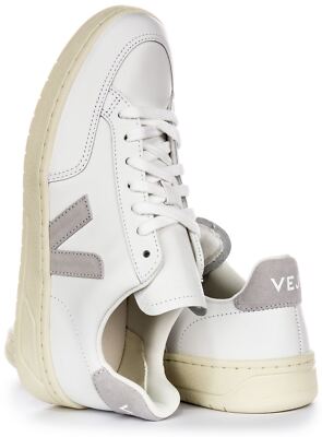 Pre-owned Veja V-12 Leather Extra White Lightweight Mens Sneaker Light Grey Us 6- 13