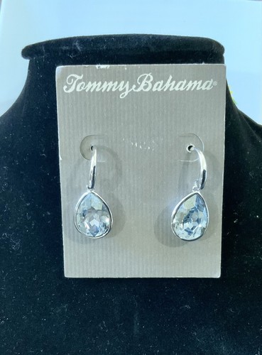 Tommy Bahama SWAROVSKI Crystal Earrings Glacier Grey Teardrop NWT