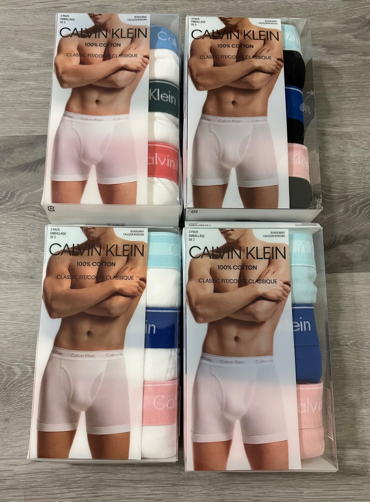 

Мужские трусы-боксеры Calvin Klein из 3 хлопковых трусов классического кроя NB4003 NWT, Белый, Calvin Klein NB4003