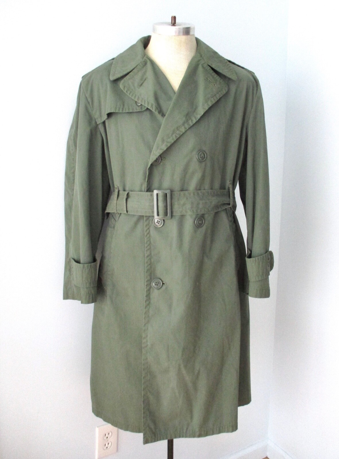 Vtg army green 274 military uniform raincoat trench coat Vtg army green 274 military uniform raincoat trench coat
