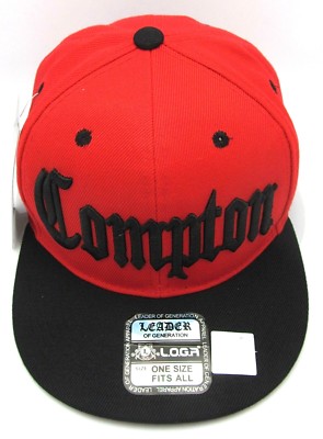 COMPTON Snapback Hat South Central Los Angeles Cali Cap Red Black OSFM New