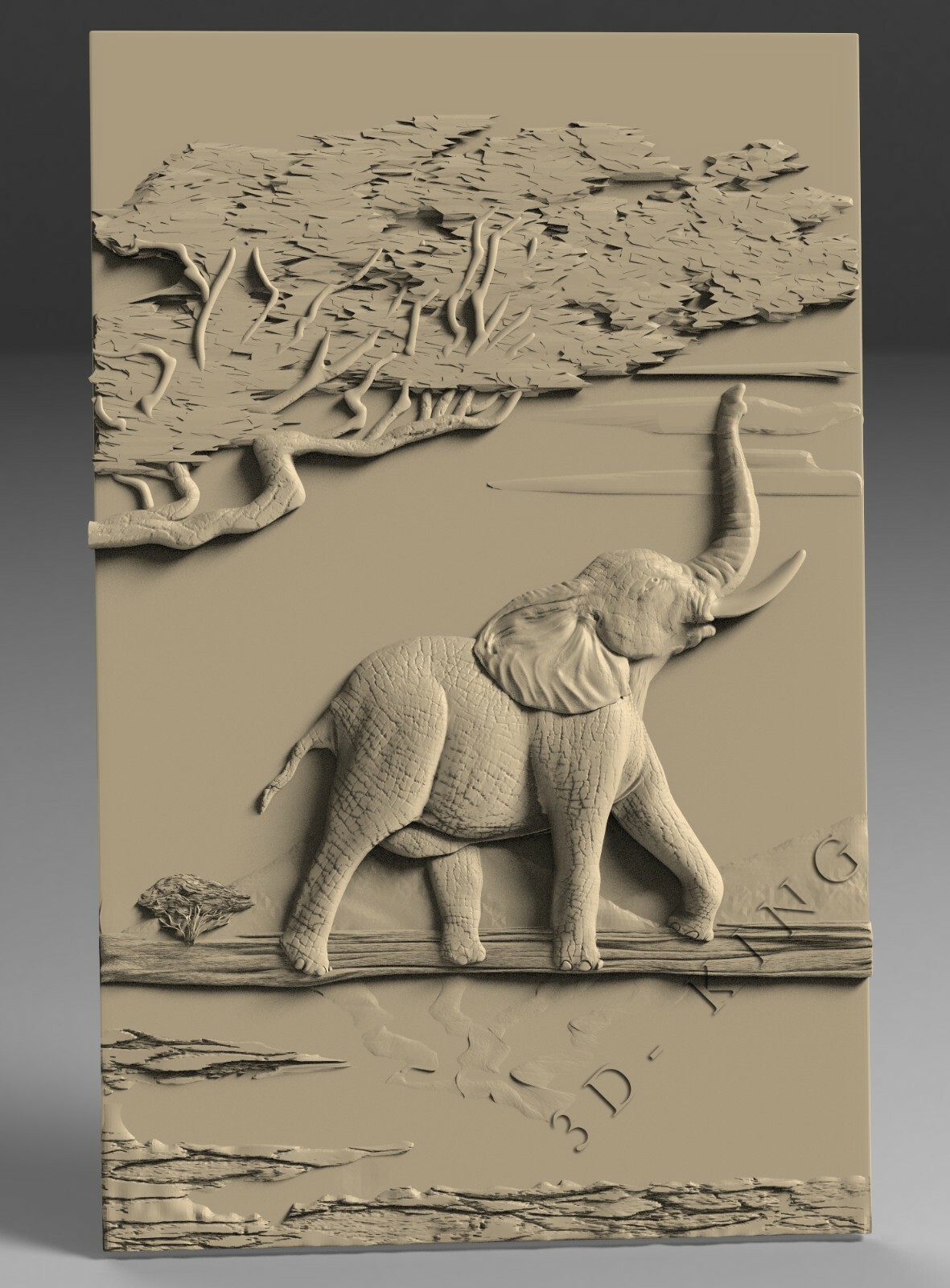 5 IN 1 3D STL Model # ELEPHANTS AFRICA # for CNC 3D Printer Engraver Carving