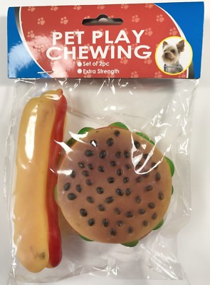 Rubber Chew Dog toy Shrilling Hamburger & HotDog squeaky Squeeze Screaming Toys