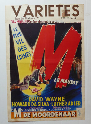 M le maudit David Wayne Howard Da Silva affiche cinema originale