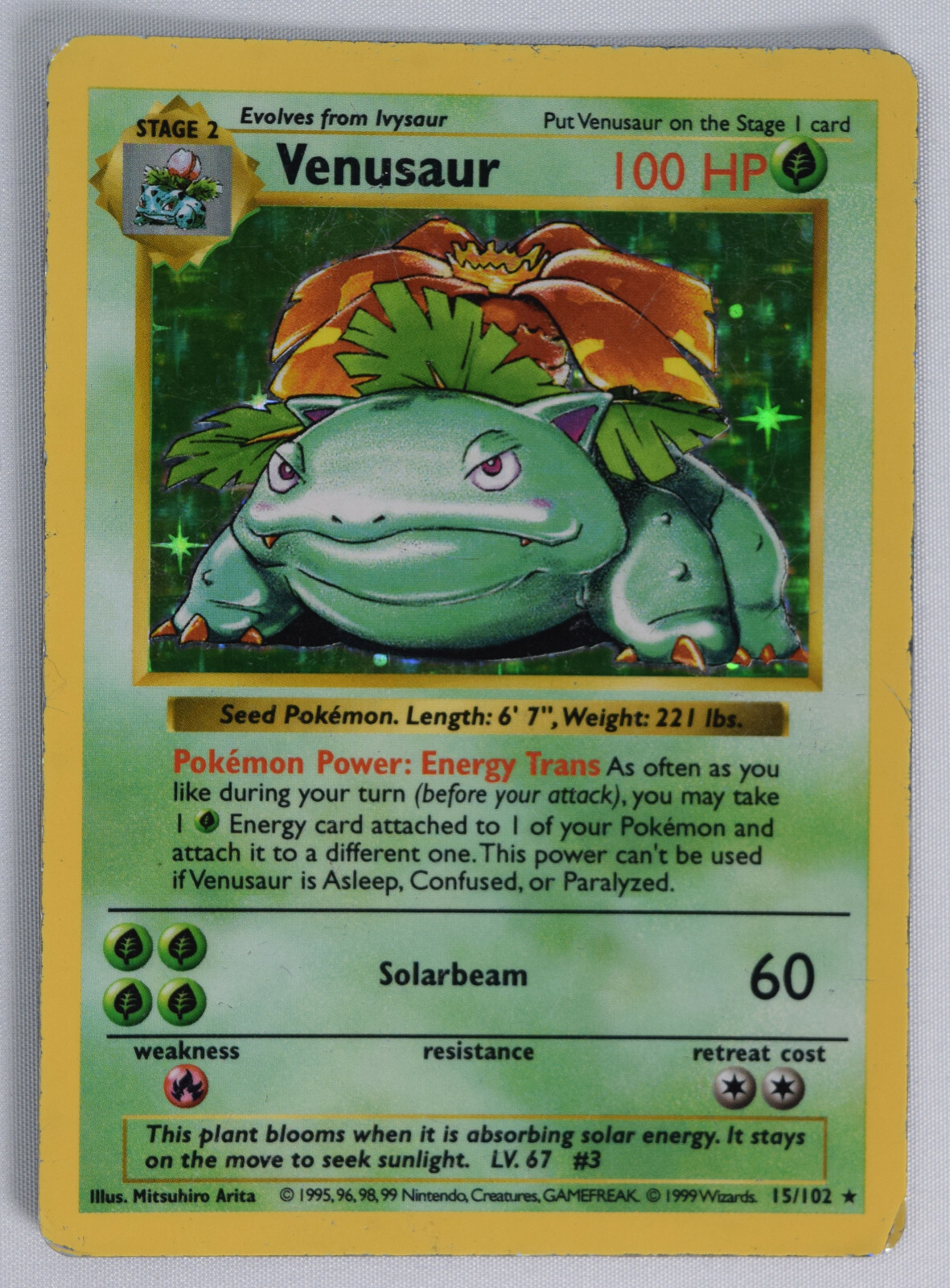 英語版初期　ポケモンカード　Venusaur shadowless holo Pokemon Card Venusaur Holo Base Shadowless 1999 15/102 MP | eBay