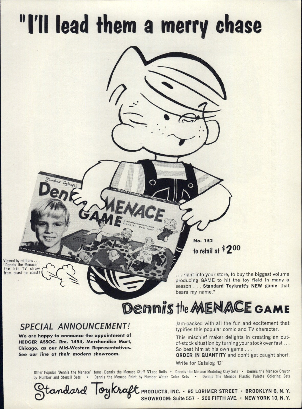 1961 PAPER AD Dennis Menace Game Standard Toykraft | eBay