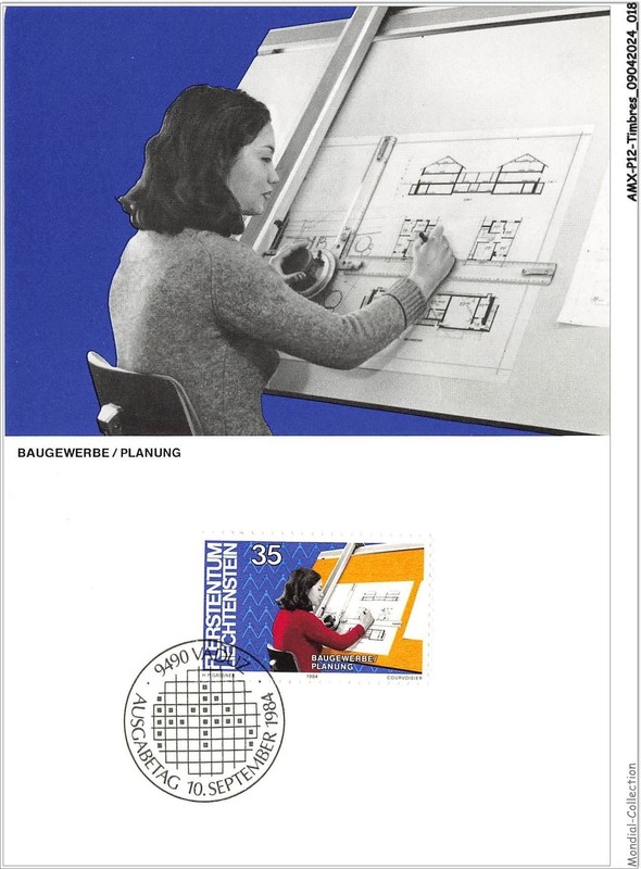 Amxp12-0953-Timbres - Cartes Maximum - Baugewerbe-Planung - Ausgabetage - 1