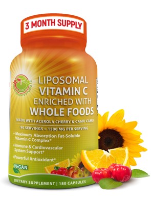 Liposomal Vitamin C Capsules - 1500mg - Made with Organic Acerola Cherries & ...