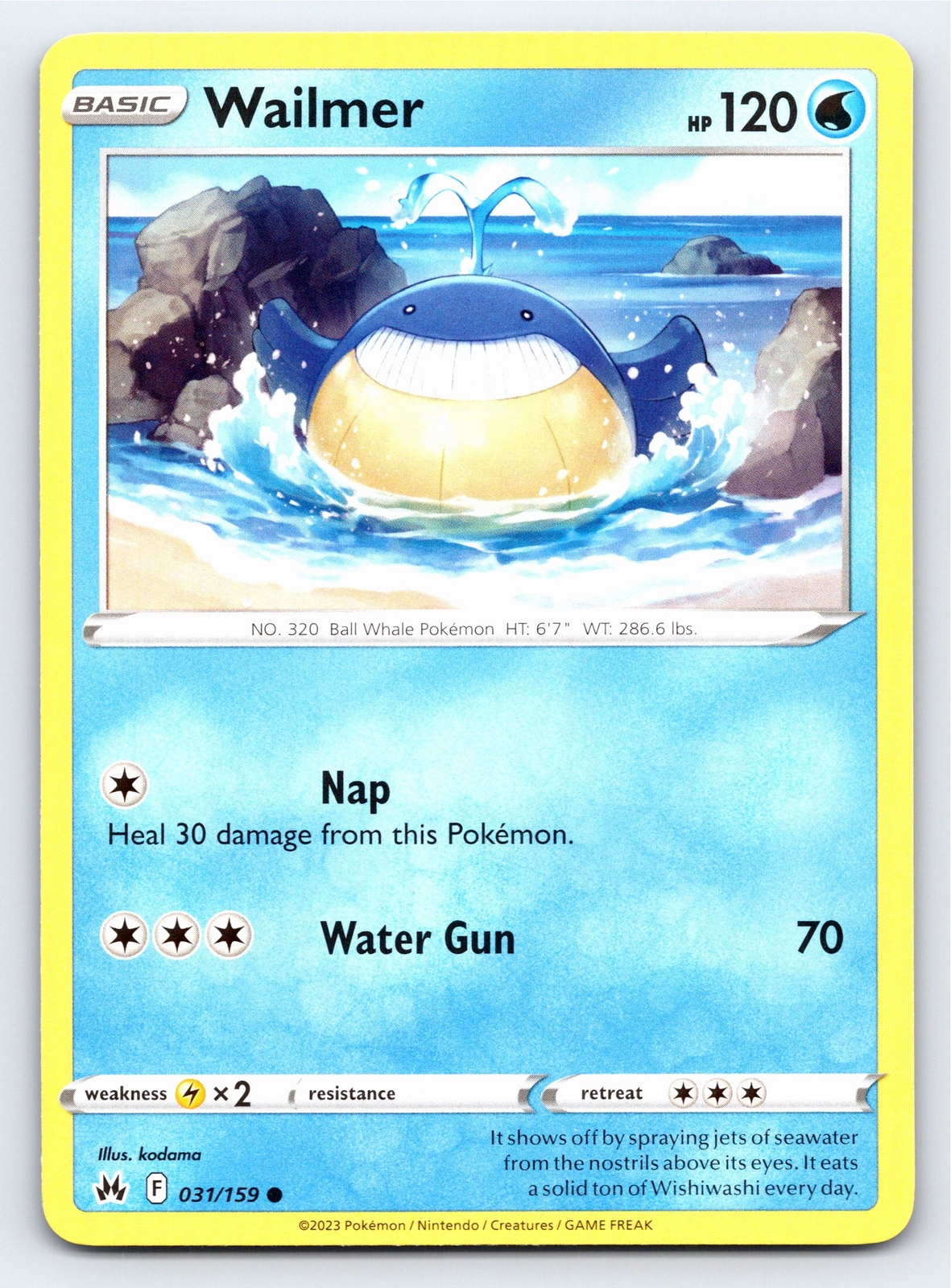 Wailmer 031/159 Common Crown Zenith Pokemon Card - NM Near