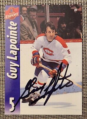 Molson Export Guy Lapointe  Signed Card Hockey Auto #5 Montreal Canadiens