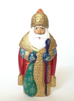santa wooden hand carved hand painted signed father frost