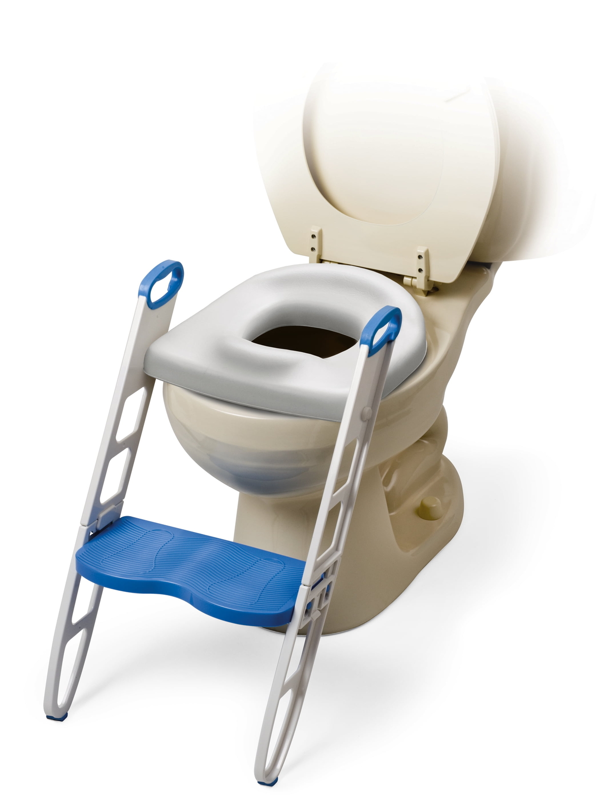 Padded Potty Seat with built in ladder non-slip step stool;  Potty Seat