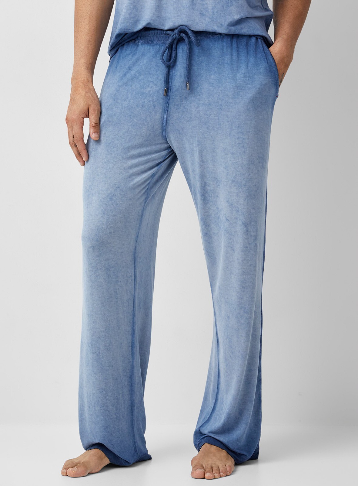 

DANIEL BUCHLER Винтажные выцветшие темно-синие брюки для отдыха PJ БОЛЬШИЕ мягкие трикотажные брюки из модала, Синий