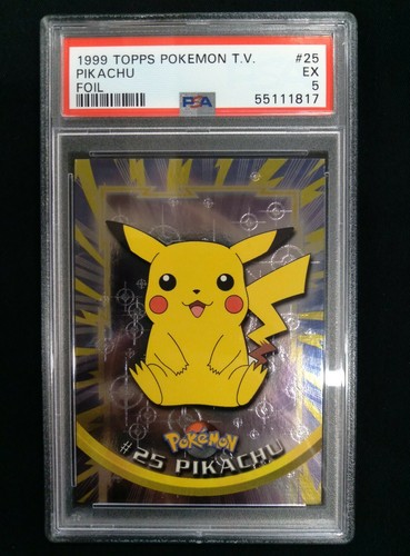 Graded PSA 5 PIKACHU #25 1999 TOPPS POKEMON T.V. FOIL *3D