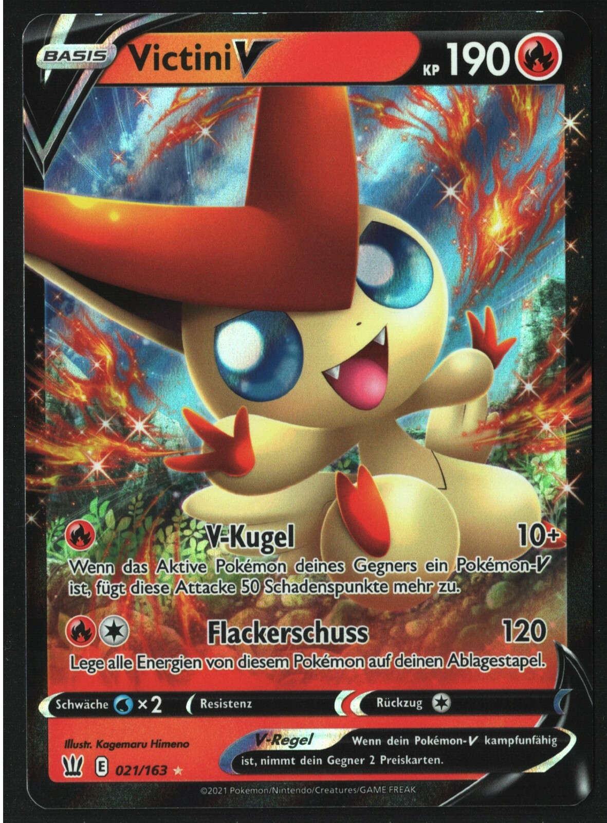 Pokemon Karte - Victini V 021163 HOLO - SWSH Kampfstile - Deutsch