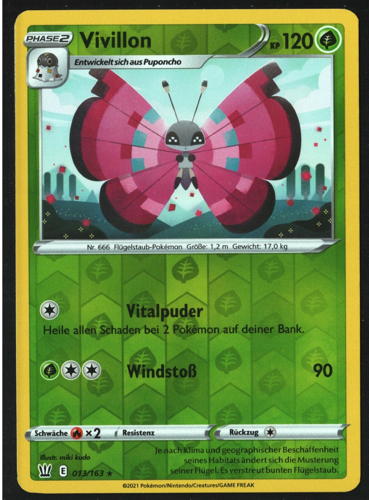 Pokemon Karte - Vivillon 013163 Reverse HOLO - SWSH Kampfstile - Deutsch