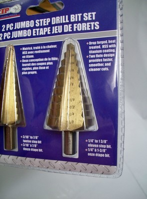 Jumbo Step Drill Bit, 2pc Set, 3/16