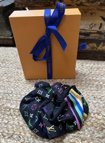 [MCM]★Monogram-printed silk scrunchy New LOUIS VUITTON Brown Monogram / Red Leopard Print 100