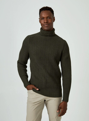 NWT 7 DIAMONDS Twin City Rolled Turtleneck Sweater Olive Green Sz L NEW
