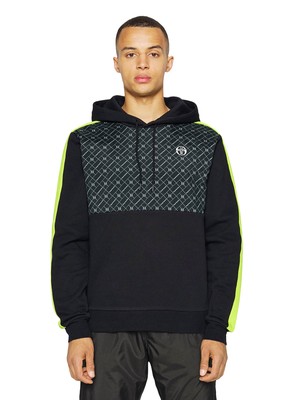

Реплика мужская флисовая толстовка с капюшоном Sergio Tacchini, Black/lime green
