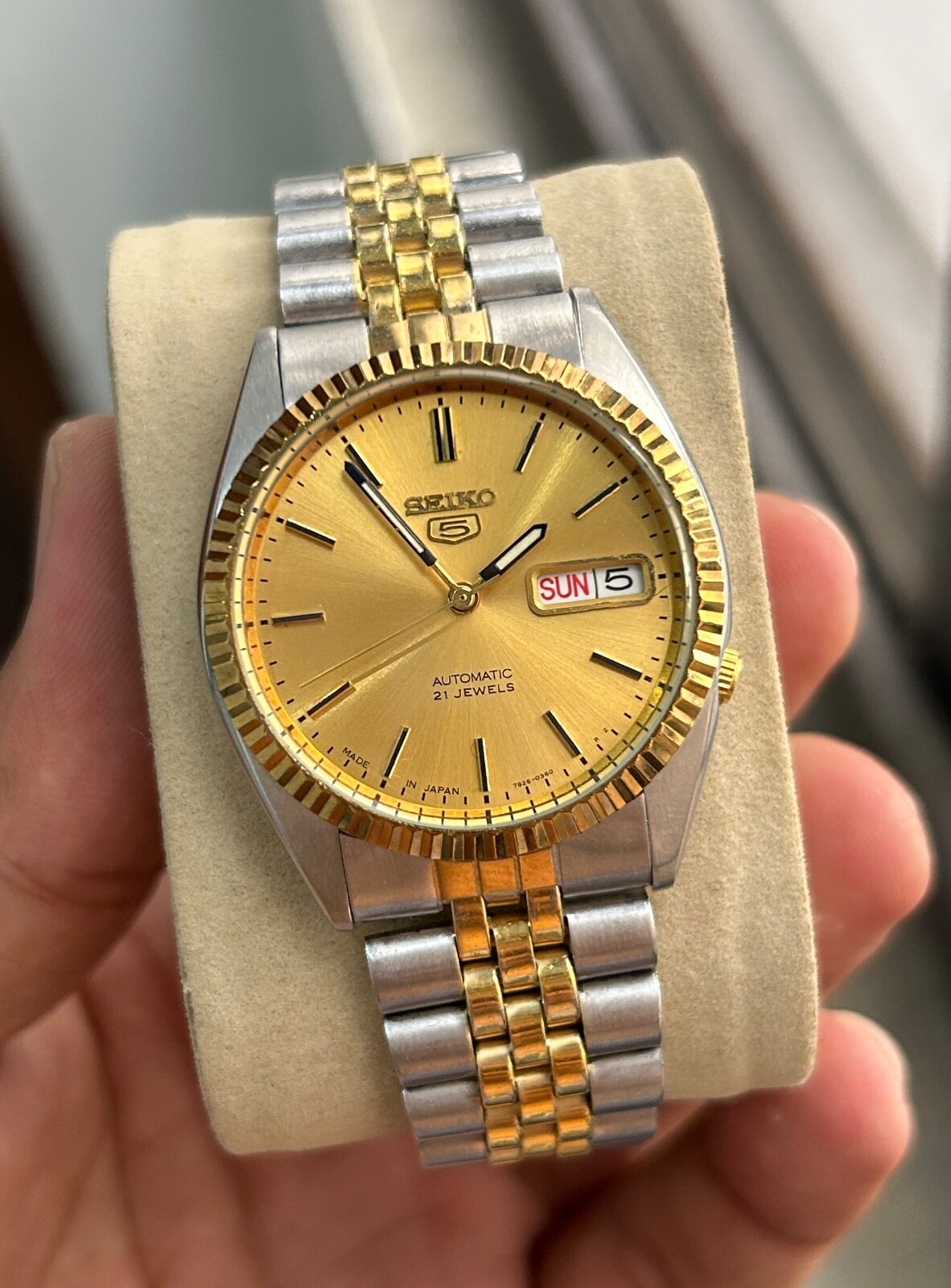 シロロSEIKO5 ゴールド　腕時計 SEIKO 5 7S26-04S0 Automatic winding White dial gold x silver