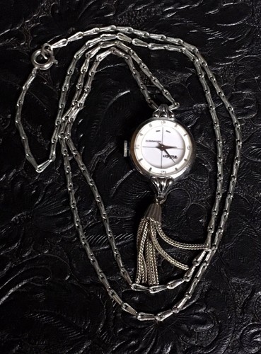 Vintage Silver Tone Webster Pendant & Necklace Watch Working & EUC!