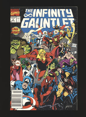 Infinity Gauntlet # 3 Newsstand Thanos story by Starlin, 1st Terraxia NM- Cond.