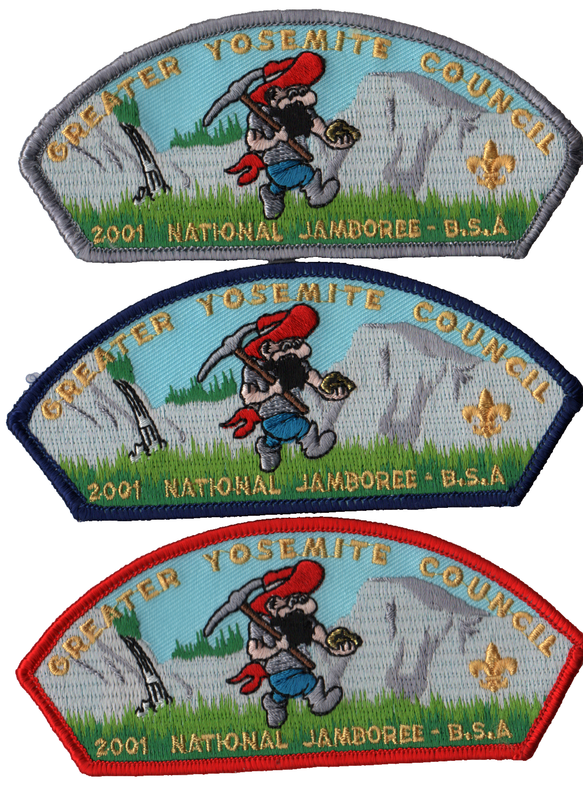 2001 Jamboree Greater Yosemite Council CA Set of 3 JSP Bdr (A710)