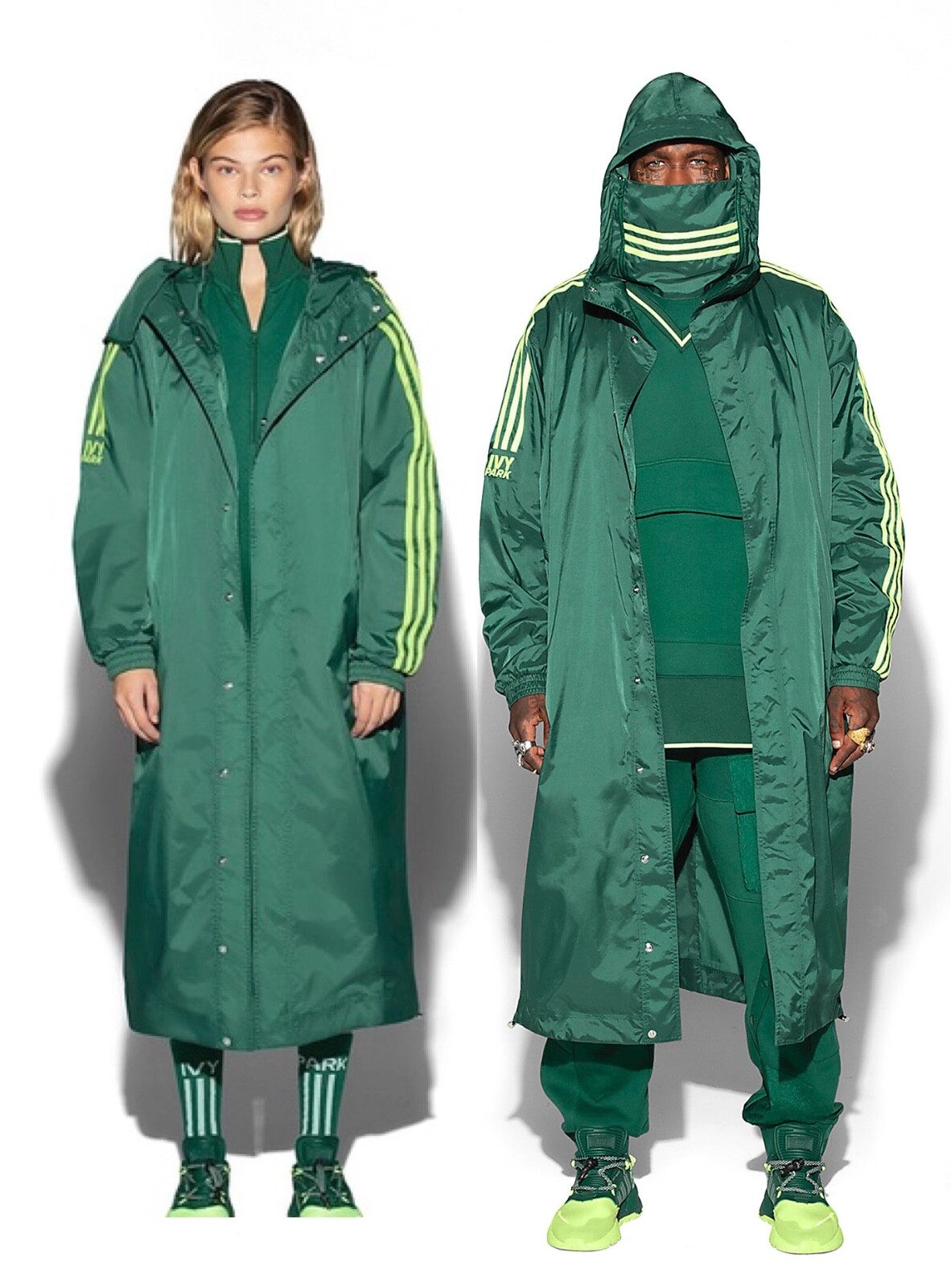 adidas IVY PARK Beyonce Tour Green Trench Windbreaker Long adidas IVY PARK Beyonce Tour Green Trench Windbreaker Long