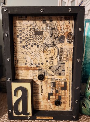 CROSSWORD CHAMPION WORD CHALLENGE COLLAGE ASSEMBLAGE ART OOAK OUTSIDER ART