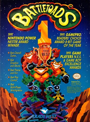 Battletoads Nintendo NES Sega Genesis Promo Ad Wall Art Print Poster - Glossy