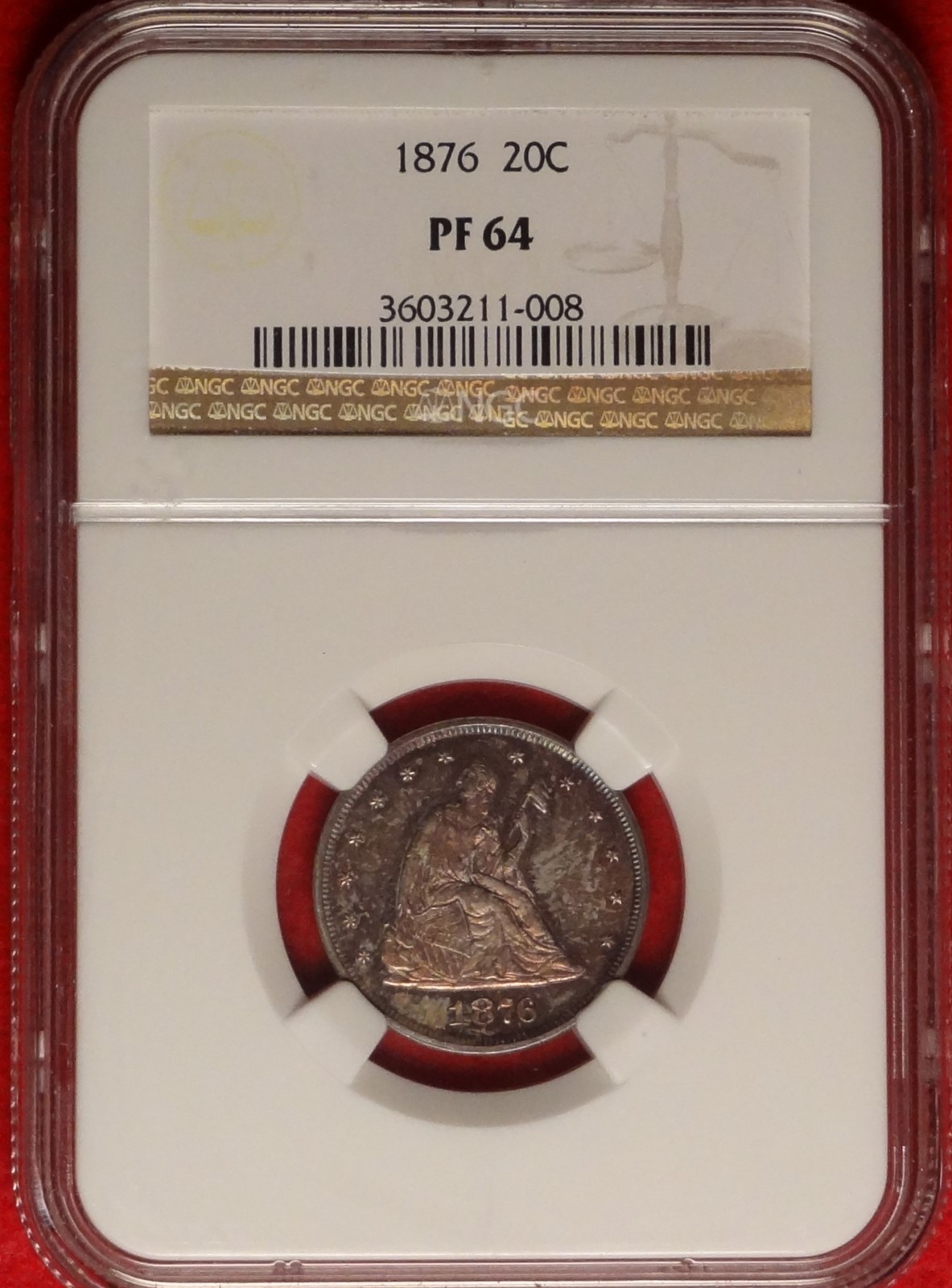1876 20C NGC PF64 NEAR GEM PROOF PR TWENTY CENT PIECE TYPE COIN