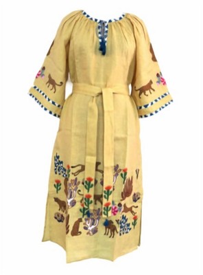Pre-owned Citrus Benaras By  Women's Long Sanctuary Veronica Dress In Straw Yellow - Size S