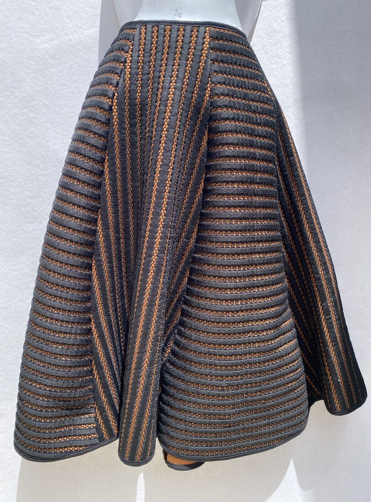 H&M Black/Brown Midi Aline Stretch Skirt Textured 4 | eBay