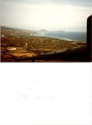 View from inside Crater of Diamond Head Mtn., Hawaii Vintage Found Photo V4628