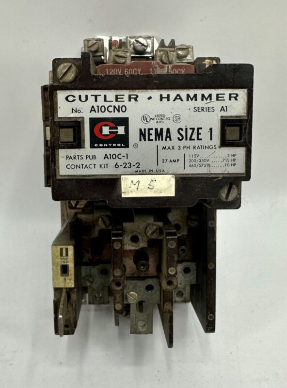 Cutler Hammer Nema sz 1 Motor Starter # A10CNO 3ph w/ 110-120V Coil (5273)