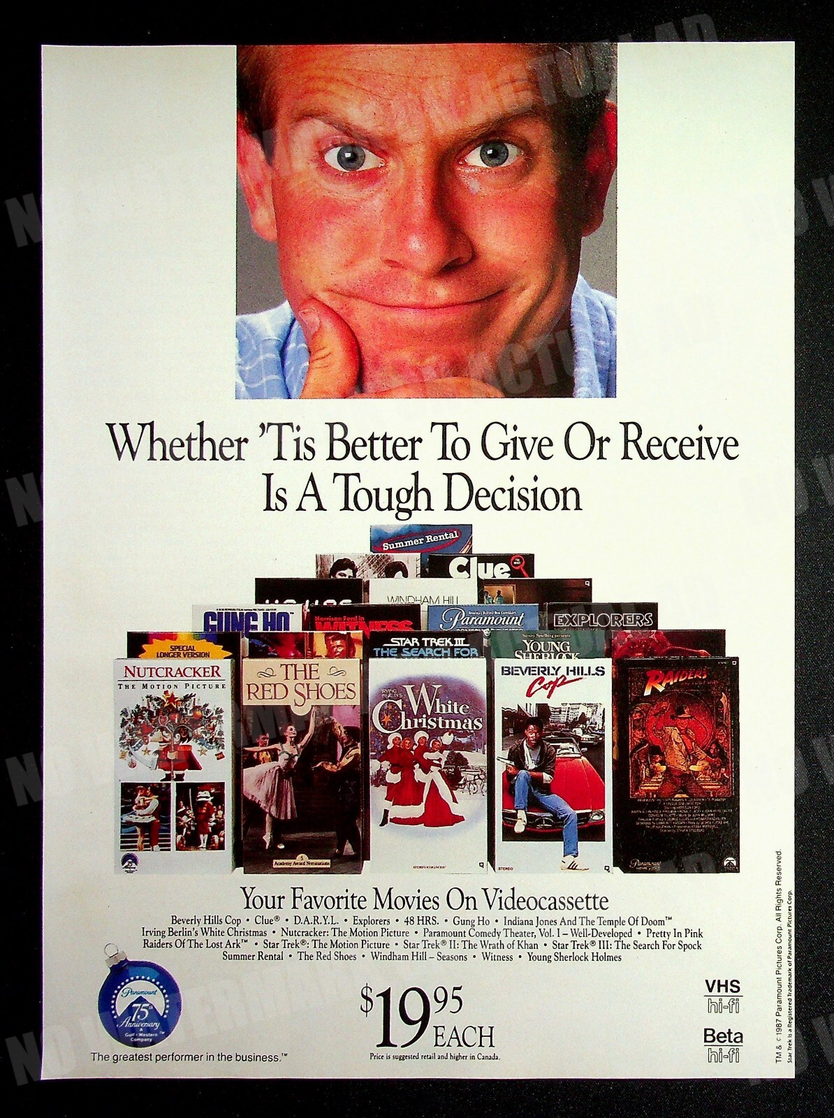 Paramount VHS BETA Movies 1987 Print Magazine Ad Poster