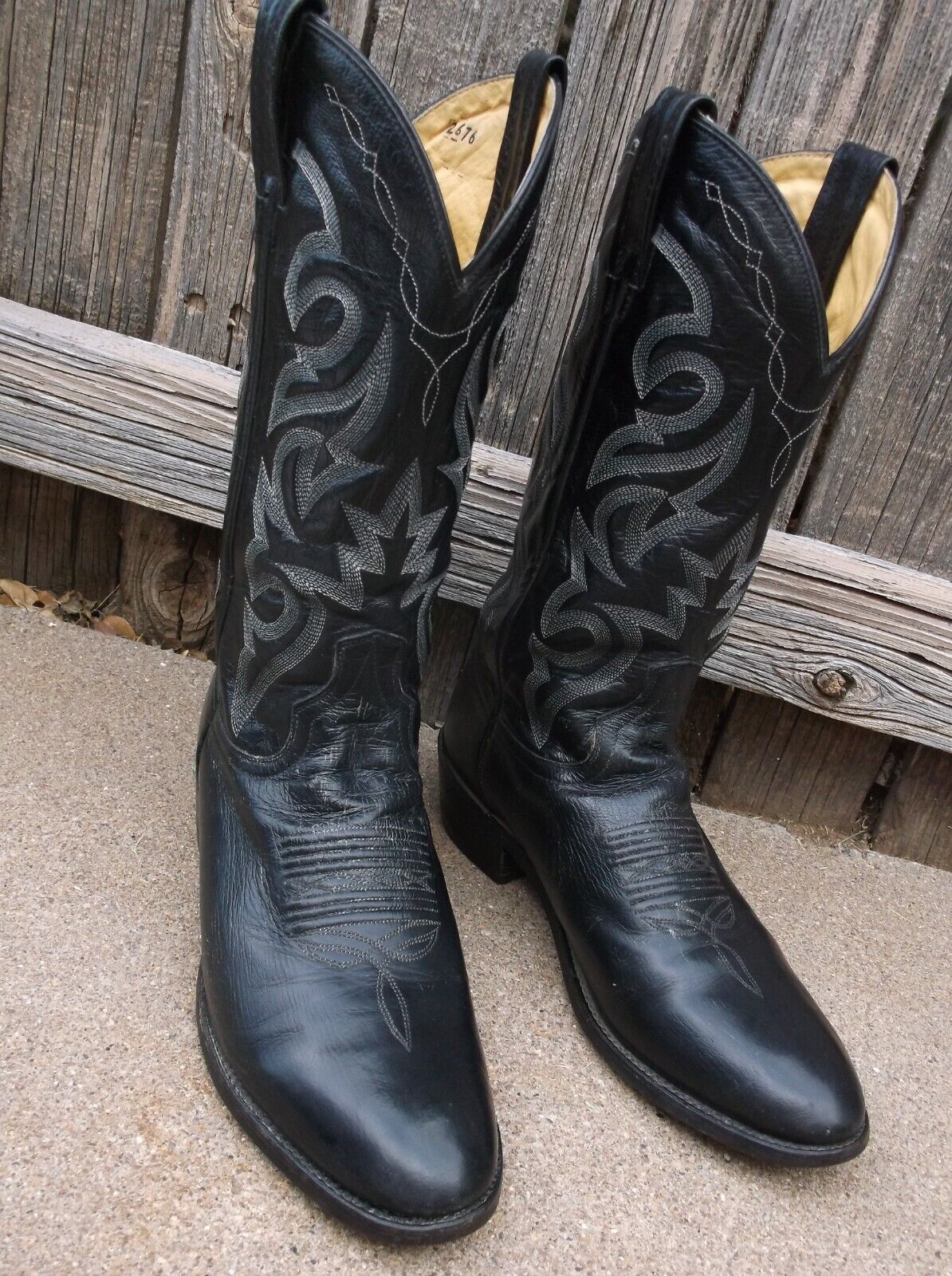 DAN POST 710 Vintage Black Leather Cowboy Boots 8-1/2 E Used DAN POST 710 Vintage Black Leather Cowboy Boots 8-1/2 E Used