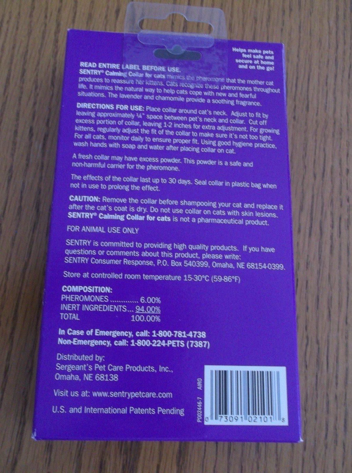 Sentry Calming Collar for Cats up to 15